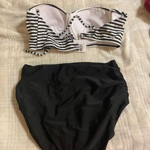 Longline cup bikini with high waisted bottoms